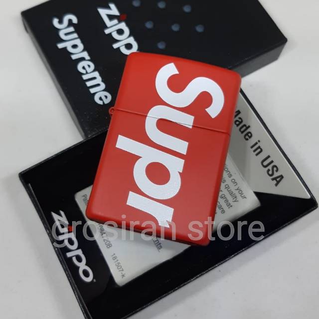 Zippo supreme merah original ss 18 high quality matte limited