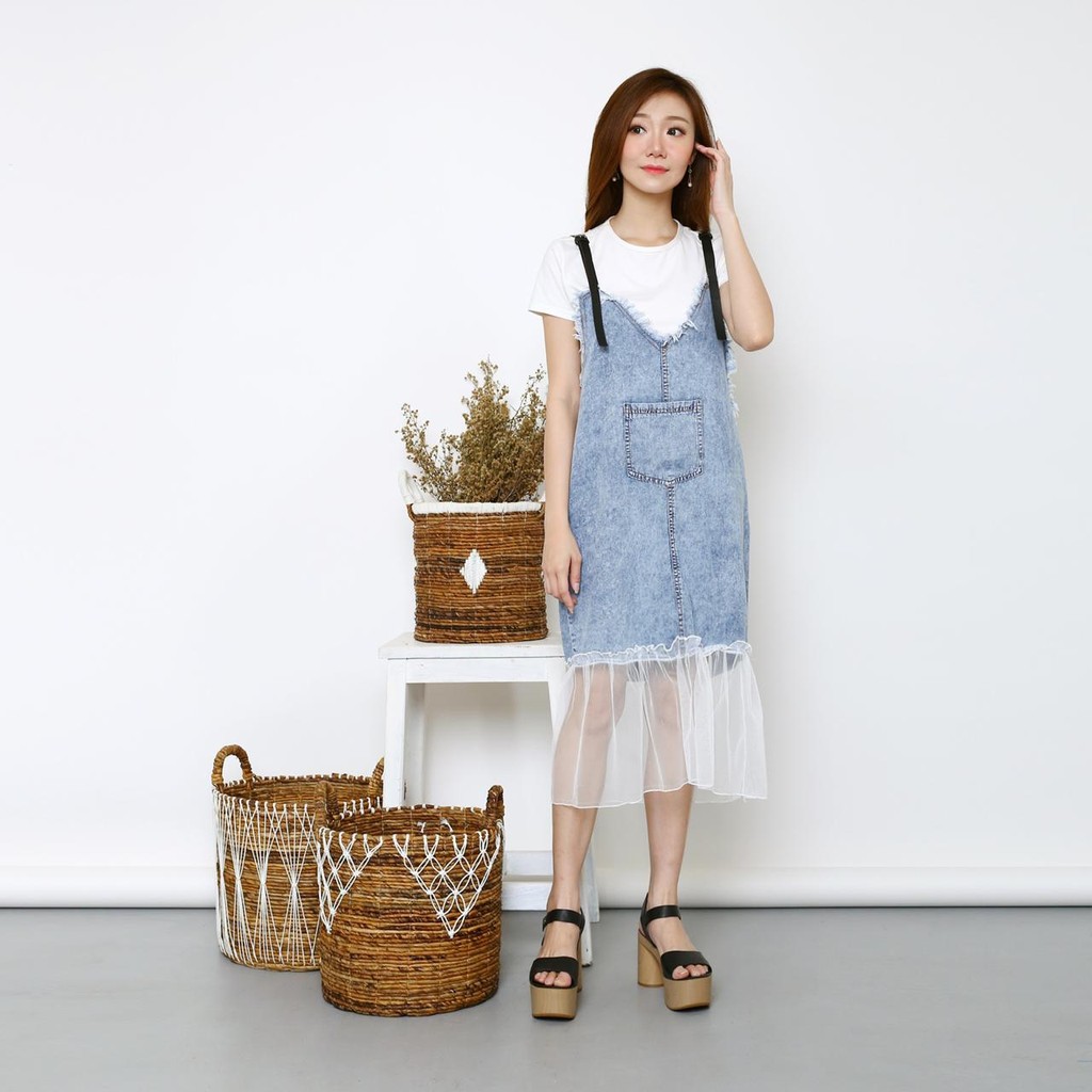 Ov Dress Tile Tulip/Jumper Jeans Rok Lapis Tile/Overall Jeans Tile/baju wanita/pakaian wanita murah