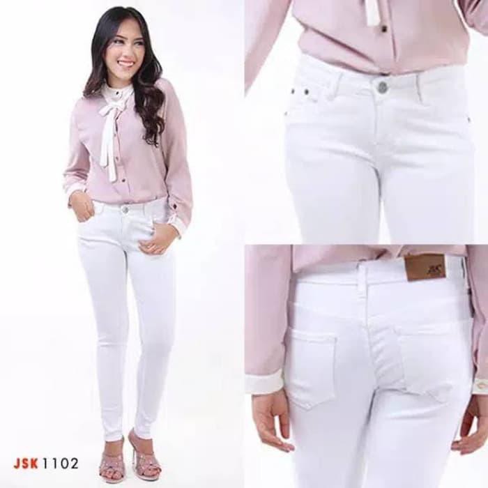 Terlaris Celana Jeans Wanita 1102 / Celana Levis Wanita / Celana Panjang Cewek - Putih, 27