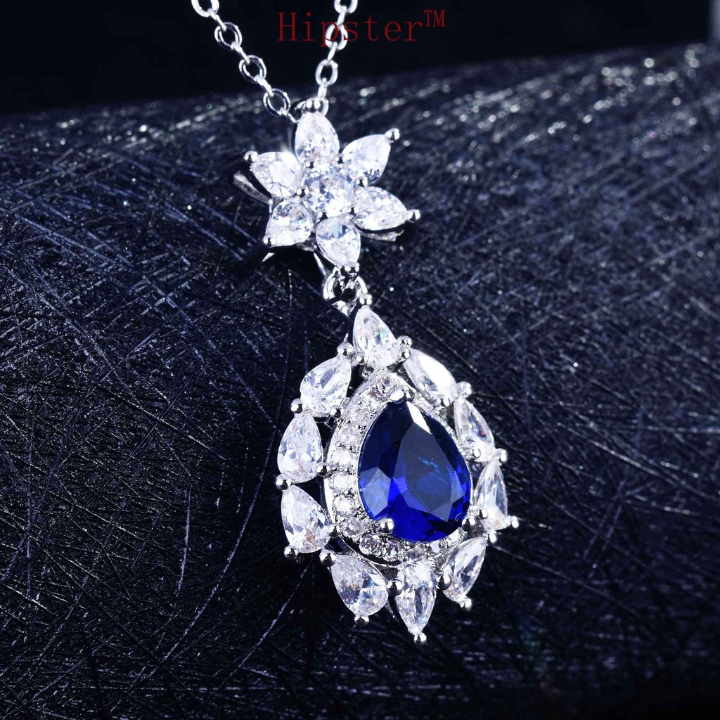 Luxury Natural Blue Jewelry Set Earrings Rings Pendants