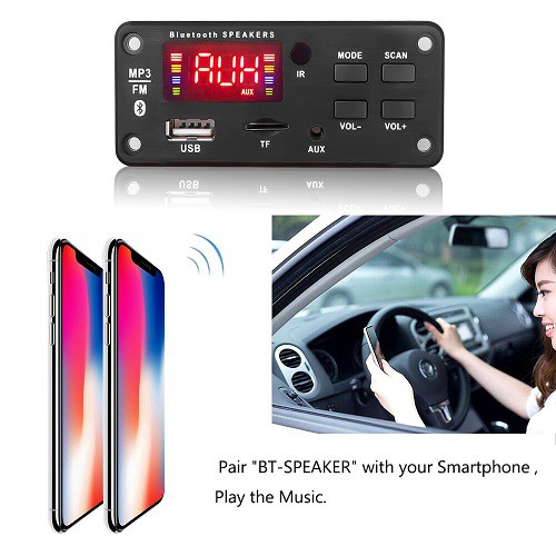 Kit Modul Mp3 Player Bluetooth Wireless 5.0 Module Decoder Speaker Audio Board Car Digital Display Led LCD Red