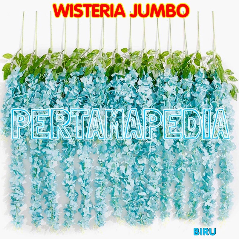 SATUAN WISTERIA JUMBO/ BUNGA PLASTIK/ BUNGA HIASAN/ BUNGA GANTUNG/ BUNGA DEKORASI/ BUNGA PALSU-Biru