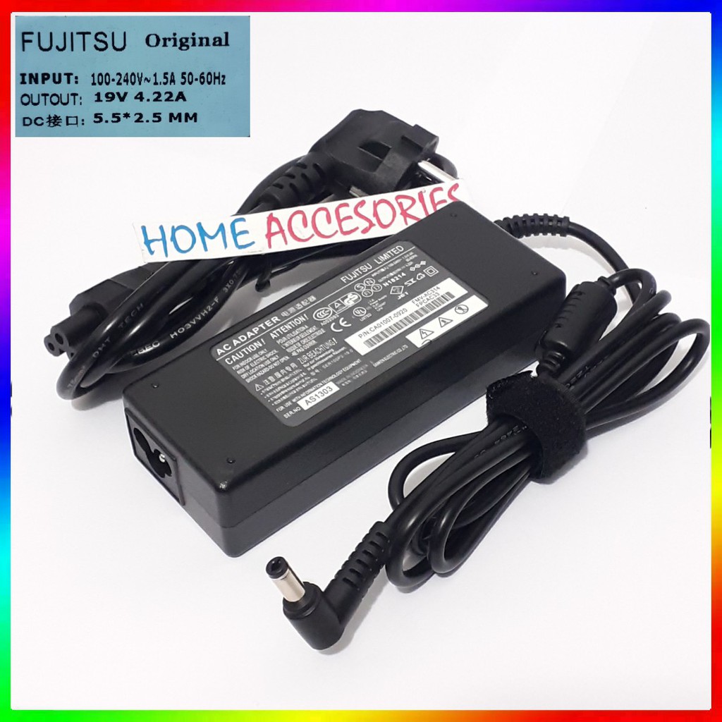 Adaptor Charger Original Laptop Fujitsu Lifebook A512 A530 19V 4.22A T4010 A1300 S2210 E2000 Amilo F