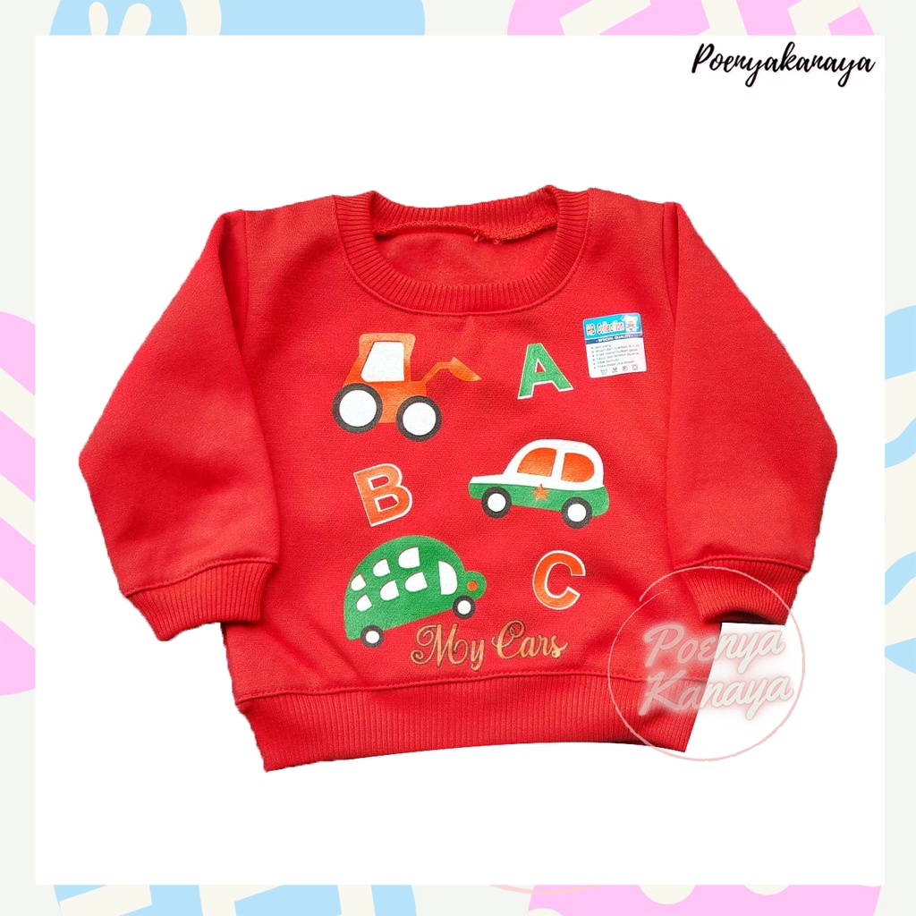 JK25 Jaket Sweater Bayi Anak fleece MOBIL ABC HBc-Merah