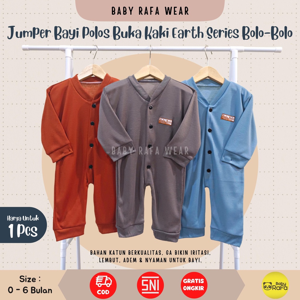 Jumper Baju Bayi Panjang Buka Kaki EARTH COLOR SERIES / Sleepsuit Buka Kaki merk SNI Bolo - Bolo