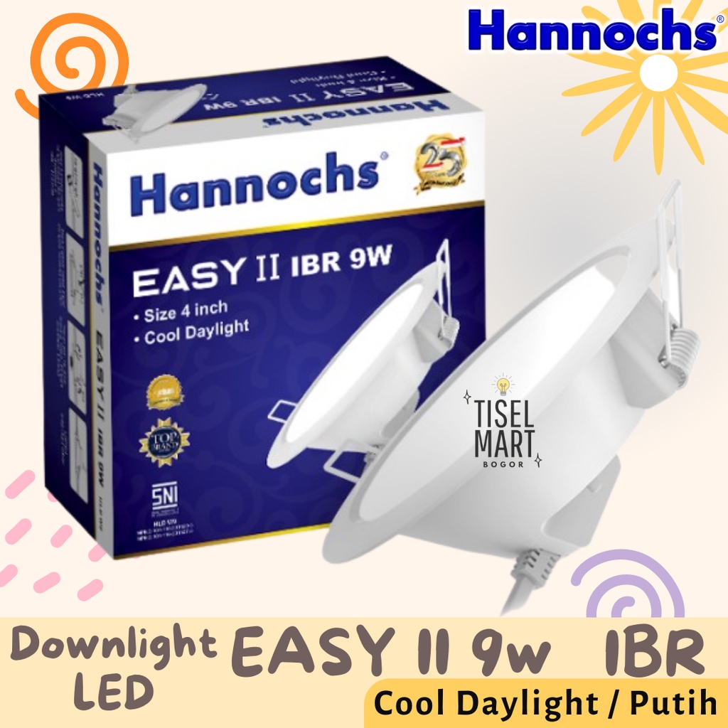 Lampu Downlight LED Hannochs 9W LED Panel EASY II IBR Putih Bulat