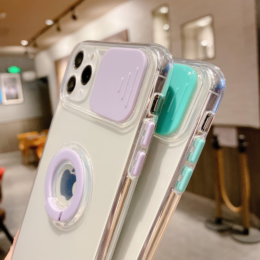 Casing Iphone 7 / 8 Plus X / Xs Max Xr 11 / 12 Pro Max Dengan Jendela Ring Warna-Warni