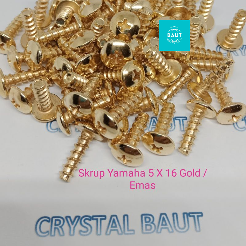 100 Pcs Baut Only GOLD SEKRUP skrup Body YAMAHA M5X16 Emas cacing mio Baut Skrup Bodi Yamaha 5x16 Gold / Emas