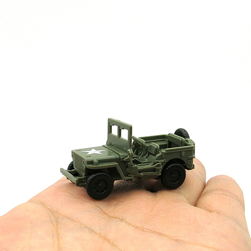 Wwii Willis Jeep Model Off road 4D 1 / 72 Serbaguna Dengan Trailer Sand Table