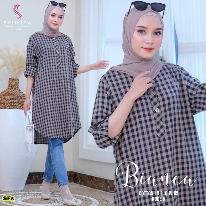 Tunik katun wanita/Tunik kekinian/Tunik kotak