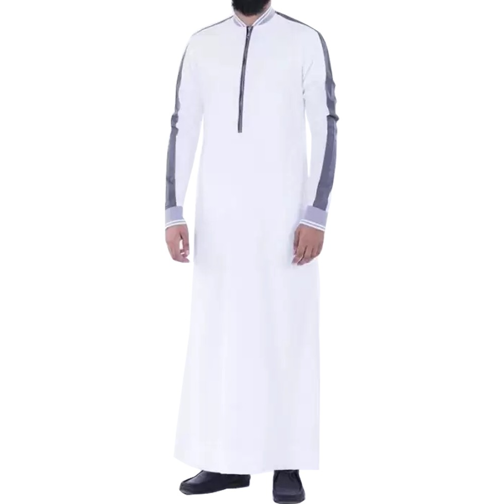 JUBAH GAMIS PRIA BAHAN TOYOBO Putih Strip Biru GP-02