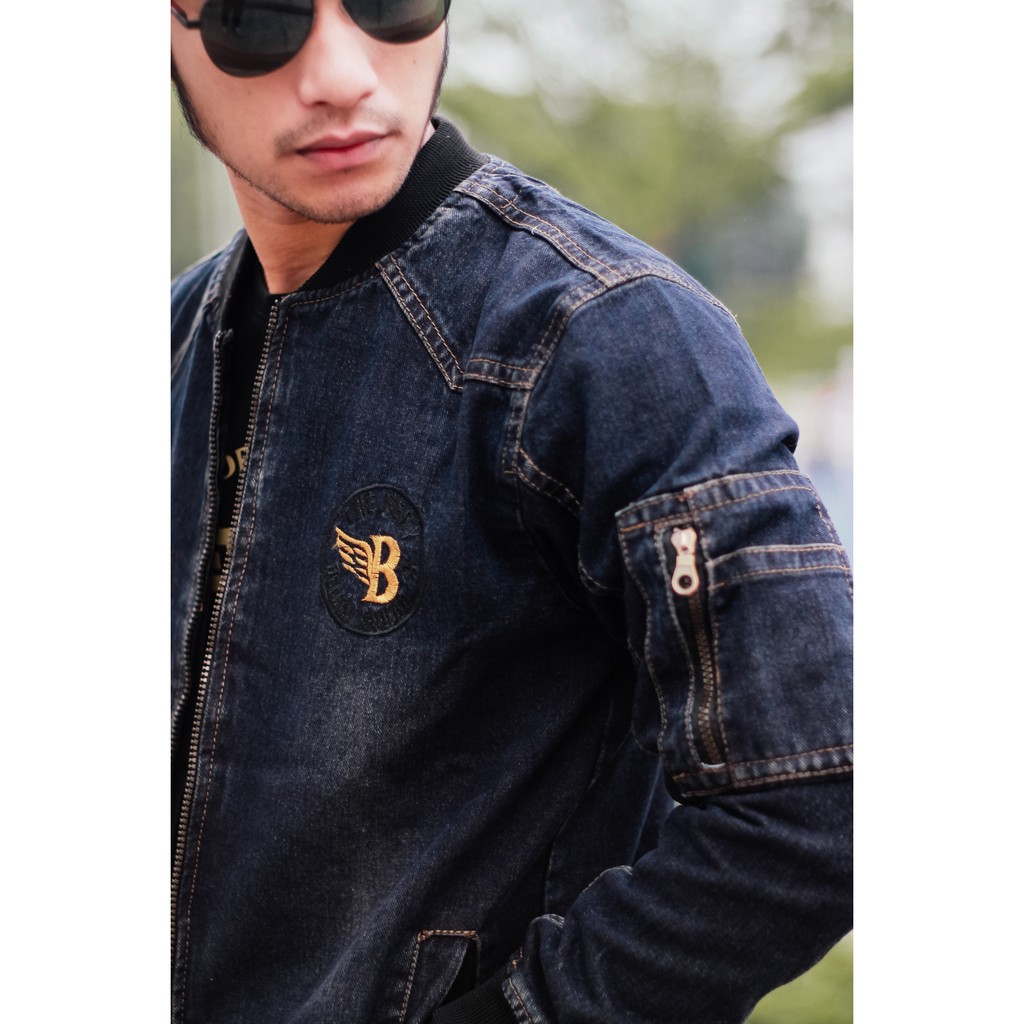 Jaket jeans pria model bomber