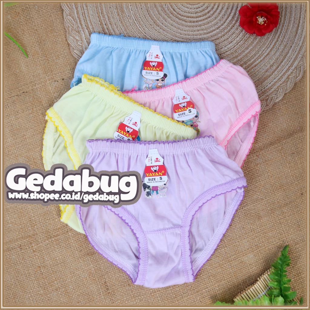 6 Pcs - Celana Dalam Anak YAYAN Warna / CD Anak Perempuan 1-8 th Renda Kerut