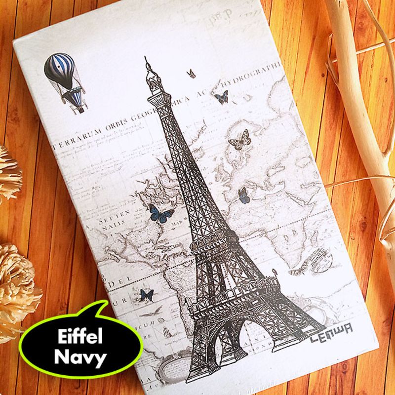 

Buku Tulis / Memo Notebook / Agenda Fancy Lipat 3 HARD COVER - EIFFEL - Navy