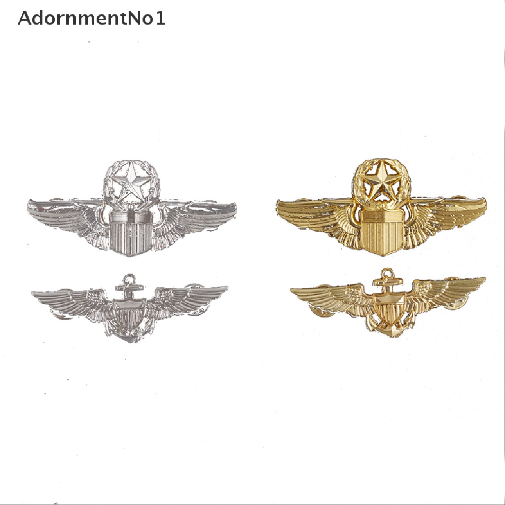 (AdornmentNo1) Bros Pin Metal Desain Sayap Malaikat Gaya Militer