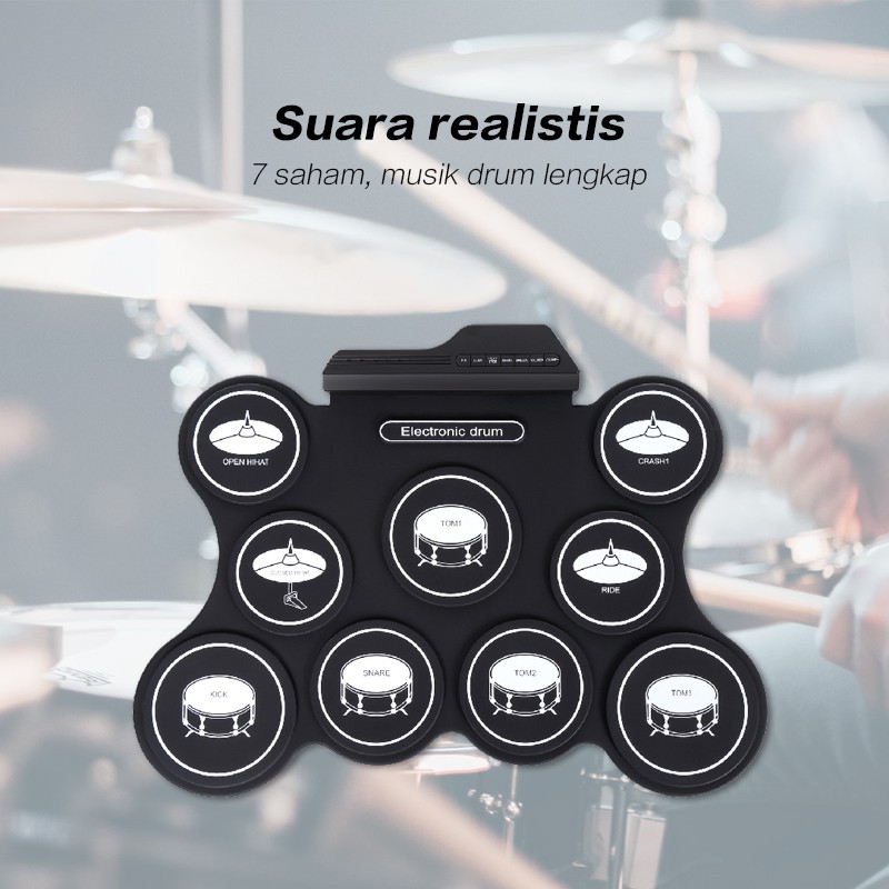 bonkyo Digital Portable Drum G3002 7 Pad Drum dengan metronom built-in