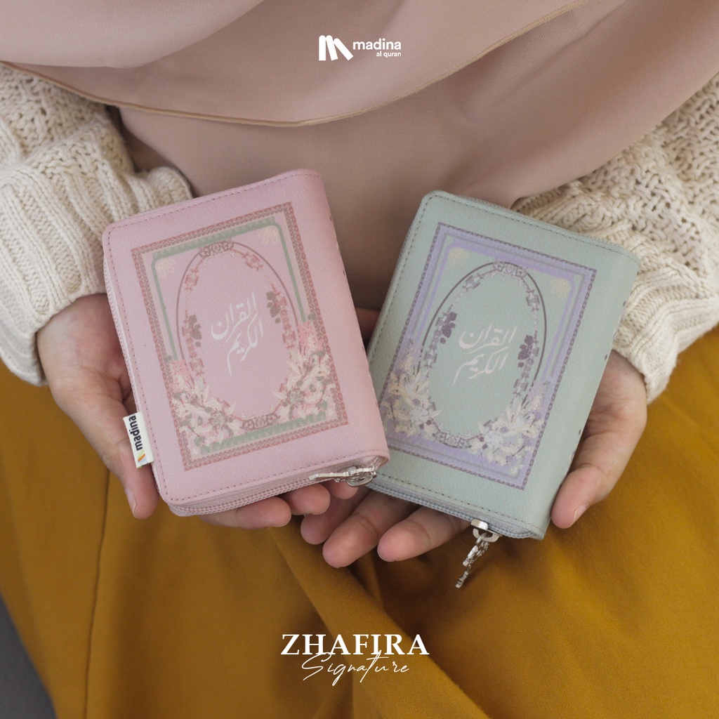 Al-Quran Madina Saku Pocket Zhafira Signature | Cover Kain | Quran Cantik | Bonus Al-Ma'tsurat Cantik