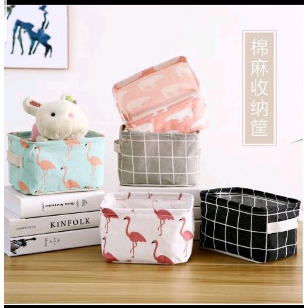 Keranjang Lipat Desktop Storage Box Organizer Kotak Penyimpanan Tempat Wadah Aksesoris Mini