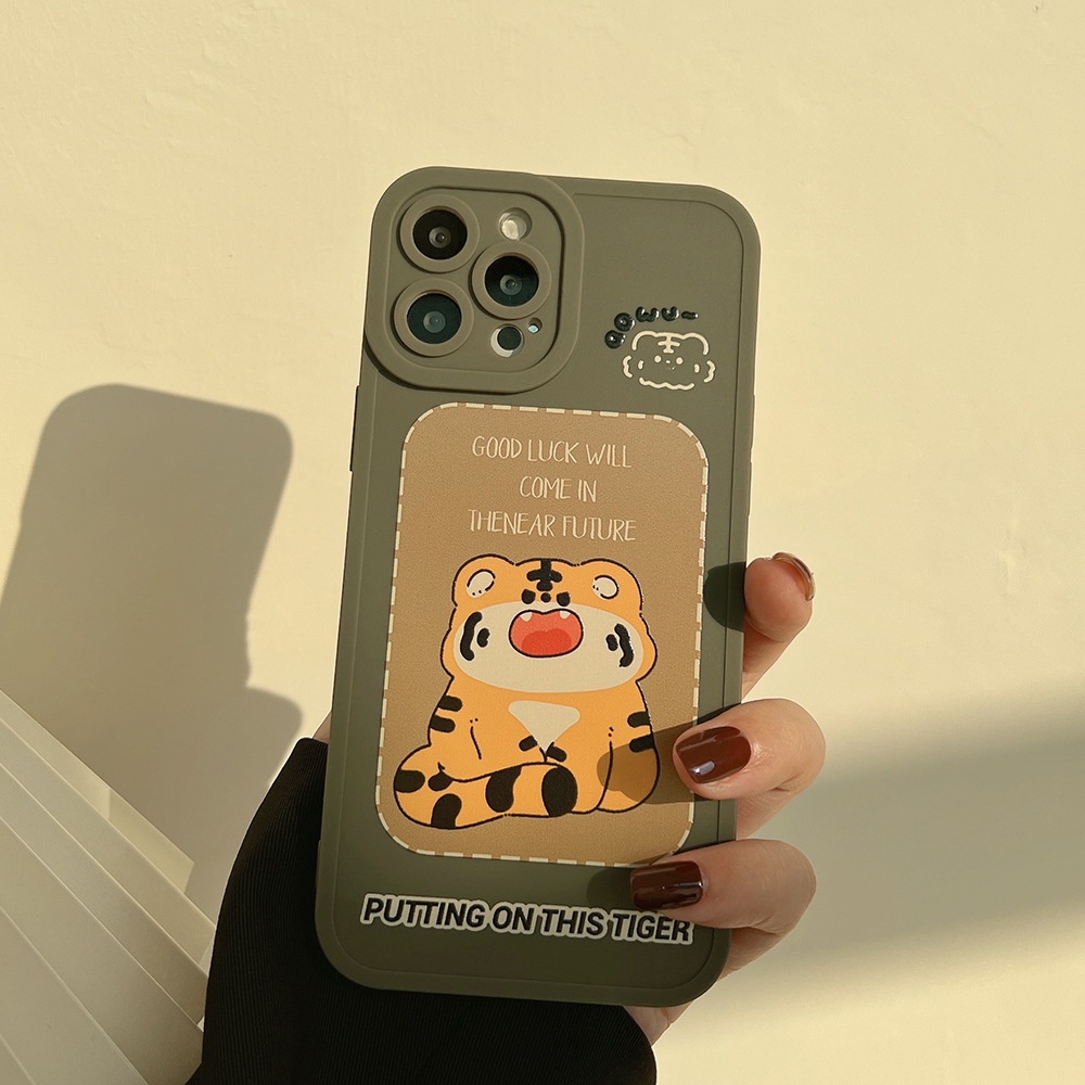 IPHONE Kartun Lucu Harimau Beruntung Penuh Pelindung Lembut Silikon Ponsel Case Cover Untuk Iphone7 8 PLUS X XR XS 11 12 13 14 MINI PRO MAX SE 2020