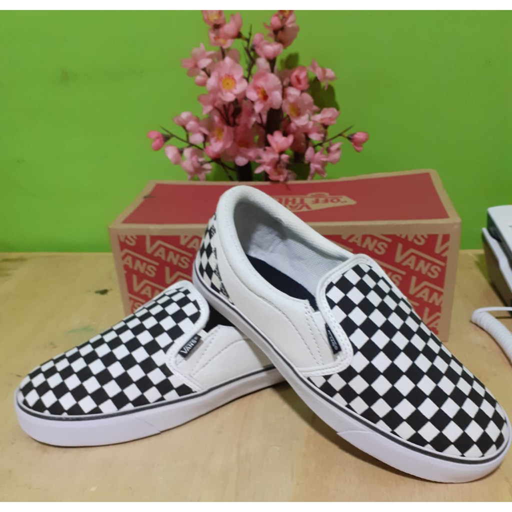 100% PREMIUM Sepatu Vans_ Slip On Slipon OG Checkerboard Catur Thrasher Fear