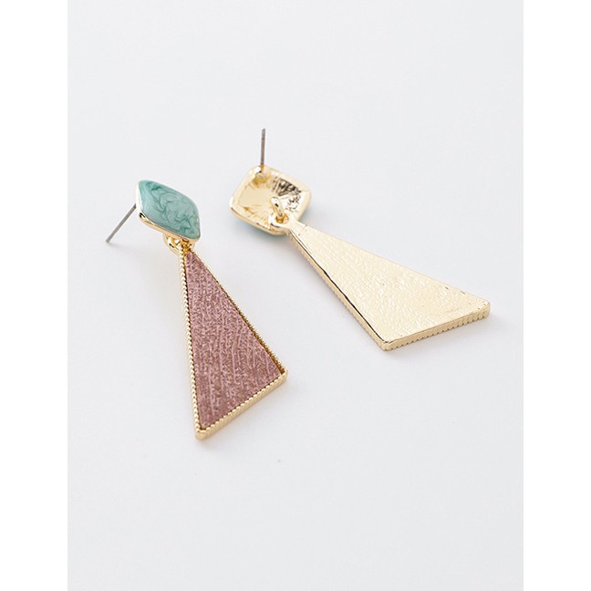 LRC Anting Tusuk Fashion Geometric Fabric Texture Square Triangle Earrings D15262