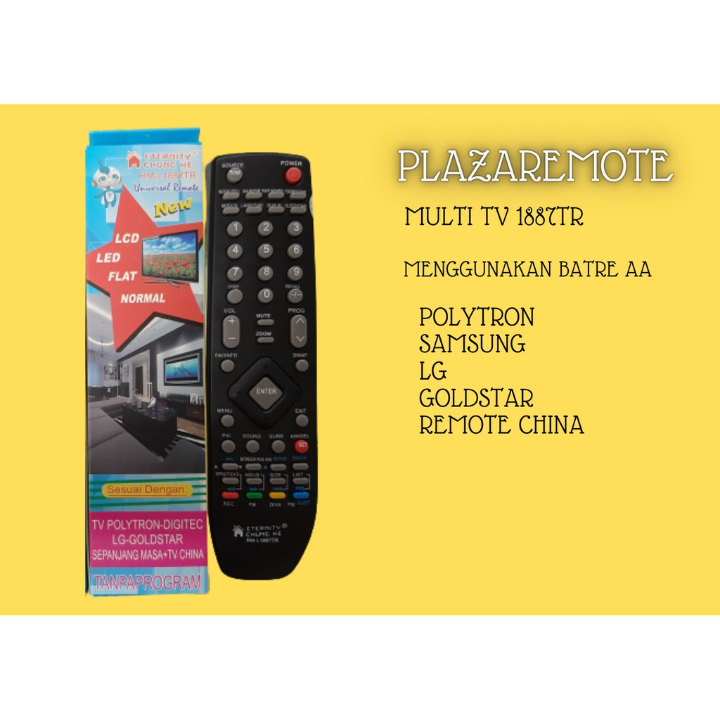 Remote MULTI TV LED LCD POLYTRON DIGITEC SAMSUNG LG GOLDSTAR CHINA 1887TR 1088TR