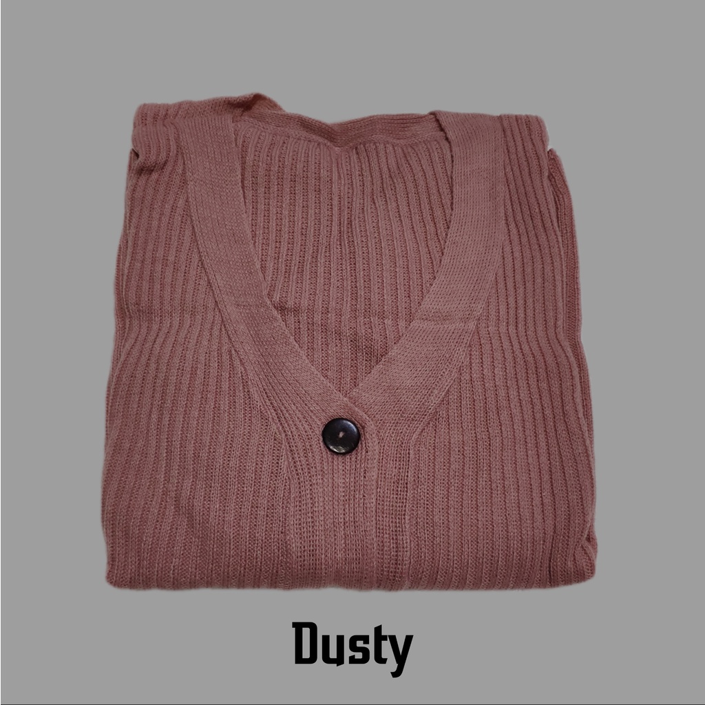 Outer Cardigan Cardy Kardigan Rajut Crop Korea Basic Miya Outerwear Kancing Batok Wanita Rajut Halus Kekinian Premium Allsize-Dusty pink