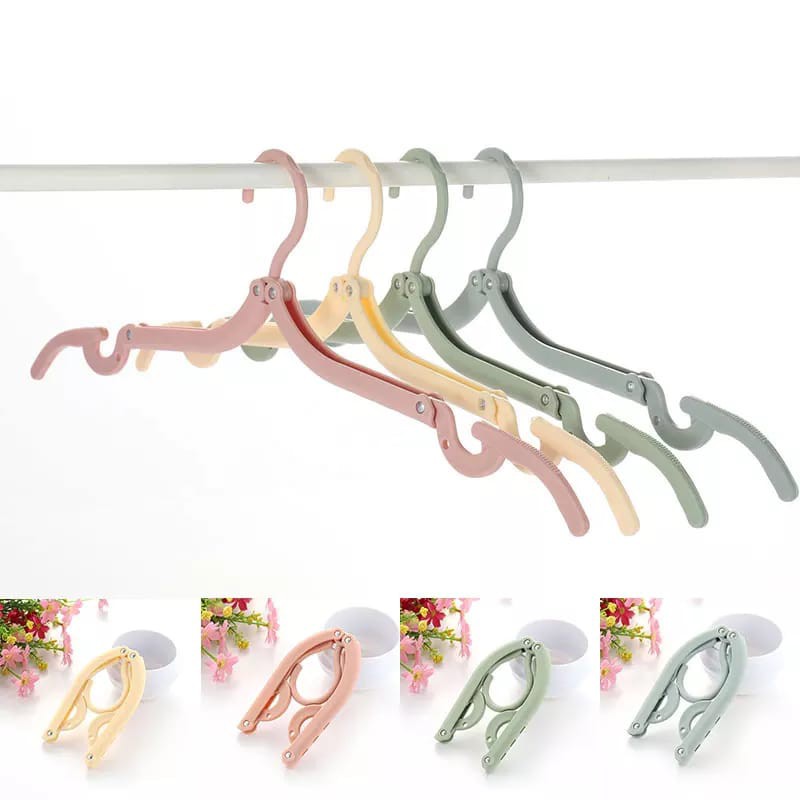 Hanger Baju lipat Warna Portable / Hanger Lipat Baju / Hanger Lipat Portable Anti Slip Untuk Travel [SS]