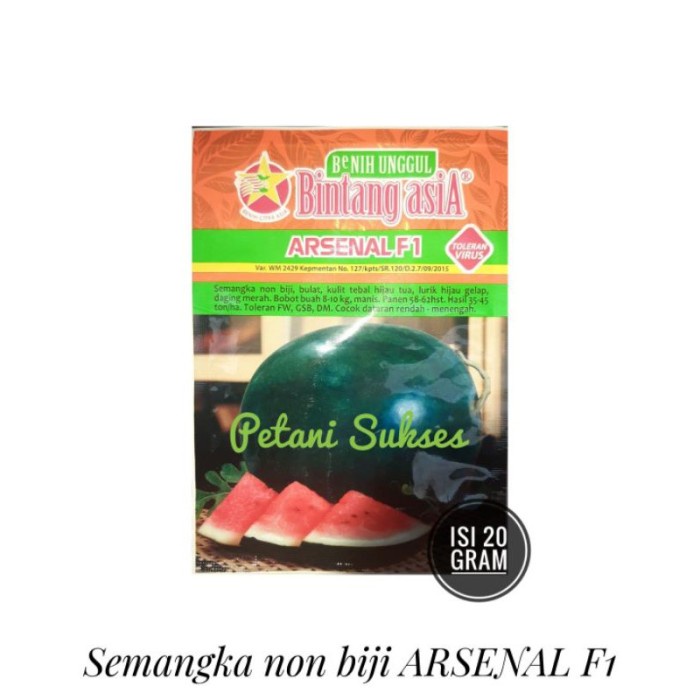 20gr bibit benih buah buahan SEMANGKA non biji Hibrida ARSENAL F1