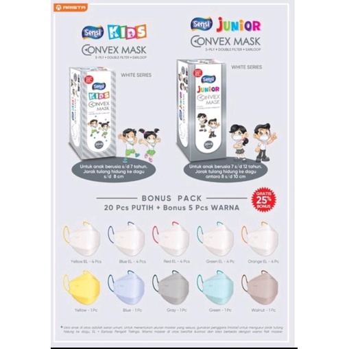 MASKER SENSI CONVEX JUNIOR KIDS ANAK . MASKER SENSI KF 94 UNTUK ANAK