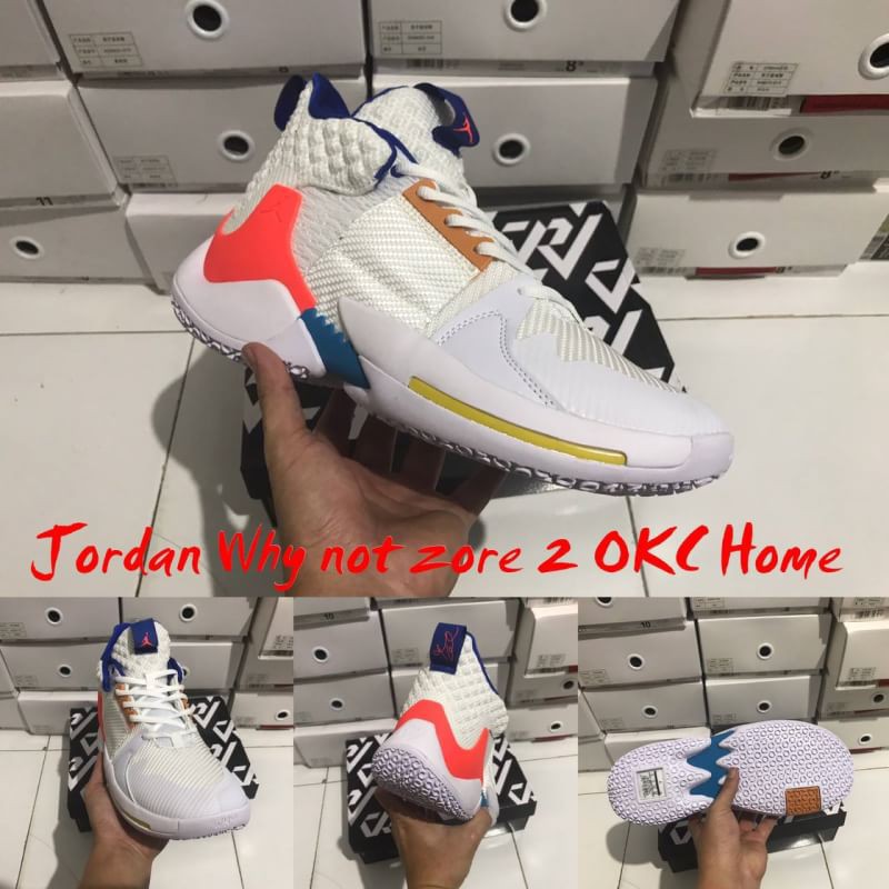 sepatu basket nike air jordan why not zero 2 okc home white  premium quality murah