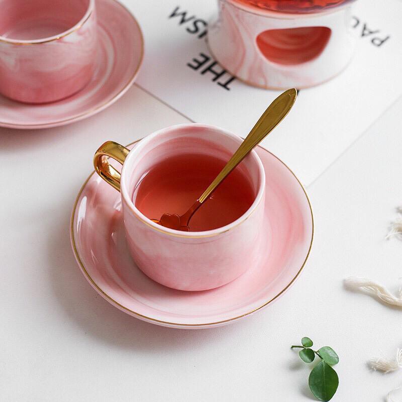 EL Cangkir Set Marble 6 PCS dengan Gantungan Cangkir / Cangkir Kopi / Teh Set / Gelas Set