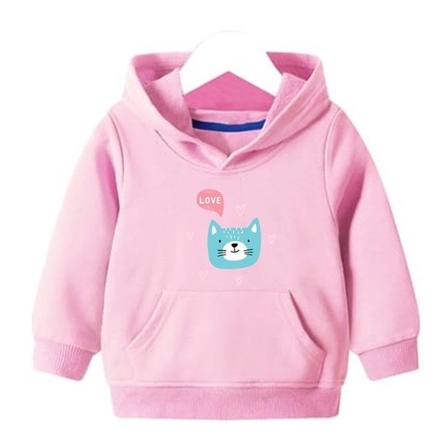 HOODIE ANAK CAT LOVE PAKAIAN ANAK FLEECE