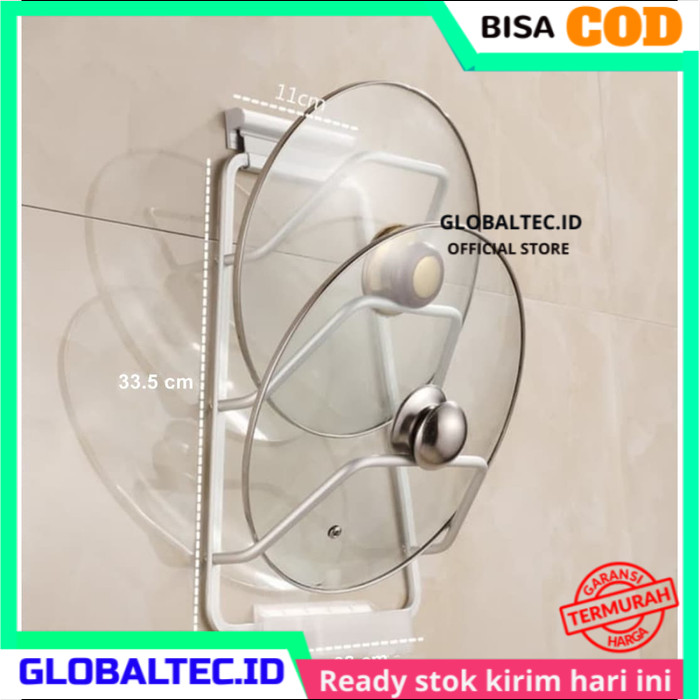 Rak Dapur Tempel Dinding Alumunium Aesthetik Minimalis Anti Karat Simpel Praktis Tempat Tutup Panci 