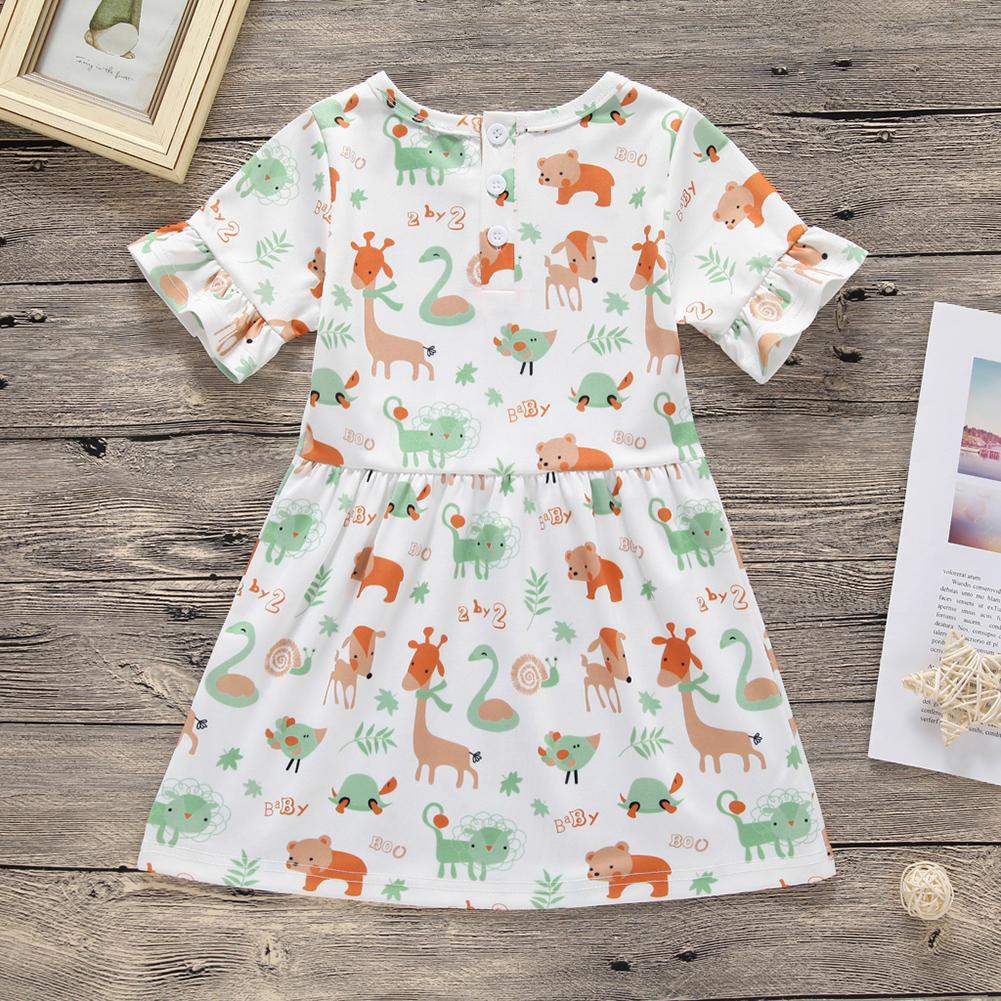 Dress Casual O Neck Lengan Pendek Motif Print Hewan Untuk Wanita