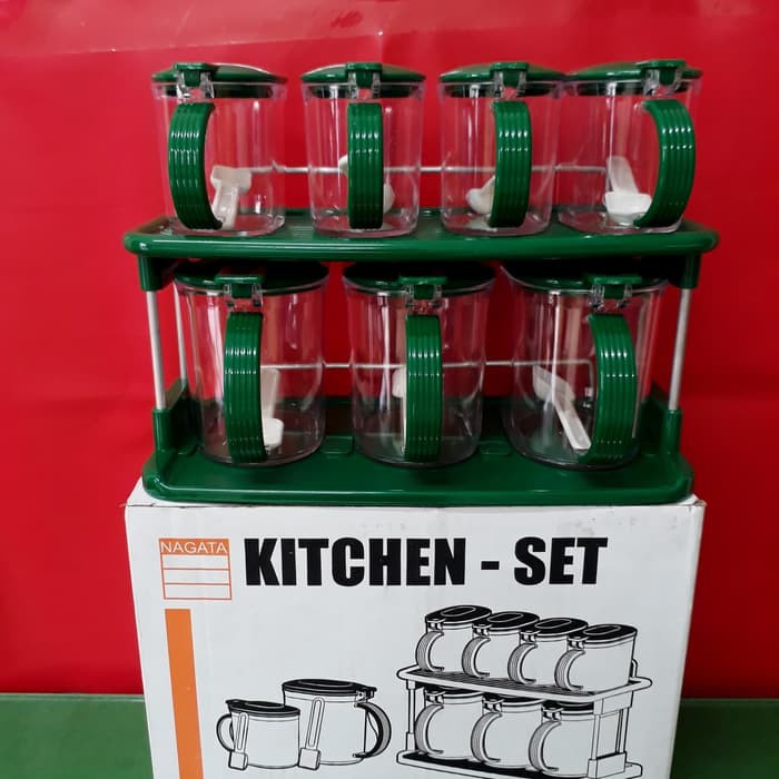 MURAH NAGATA TEMPAT BUMBU SUSUN KITCHEN SET 757 PLASTIK HIJAU ORANGE