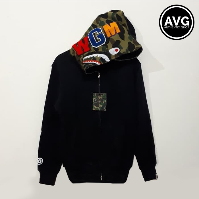 bape hoodie half black half camo