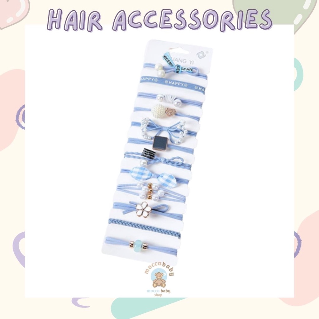 MBSS - IKAT RAMBUT MOTEK Ikat Rambut Anak Korea 1 set Isi 12 Pcs NO BOX Bahan Karet Aksesoris Rambut Wanita Murah