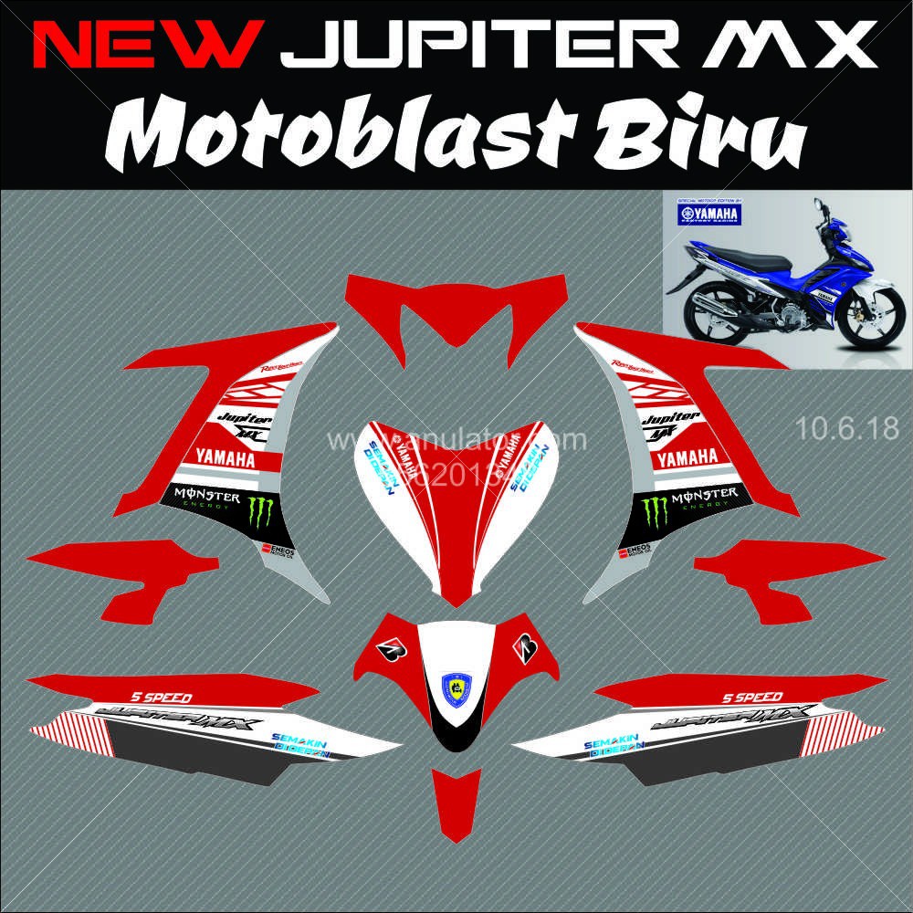 Sticker Striping Motor Stiker Yamaha Jupiter Mx Motoblast Merah