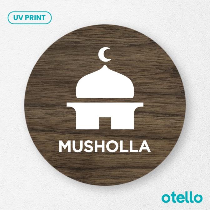 Signage Musholla Sign Board Kayu Label Papan Nama Masjid Mushola Plang - 15 Cm, Bulat