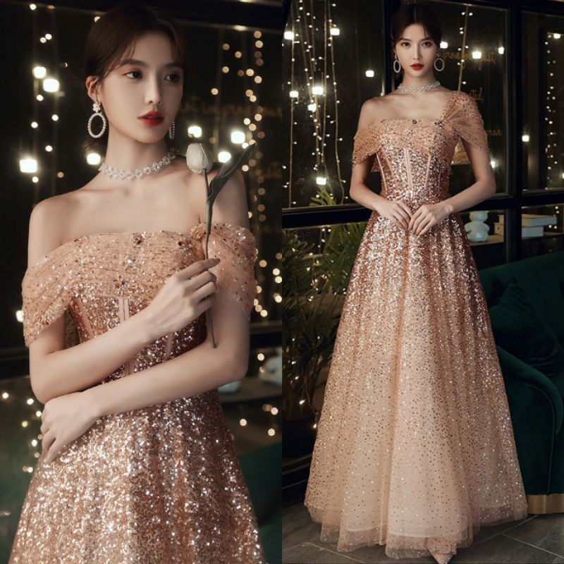 G5 Bisa Custom XS-3XL Gaun pesta mewah impor gaun panjang gaun maxi gown gaun gold