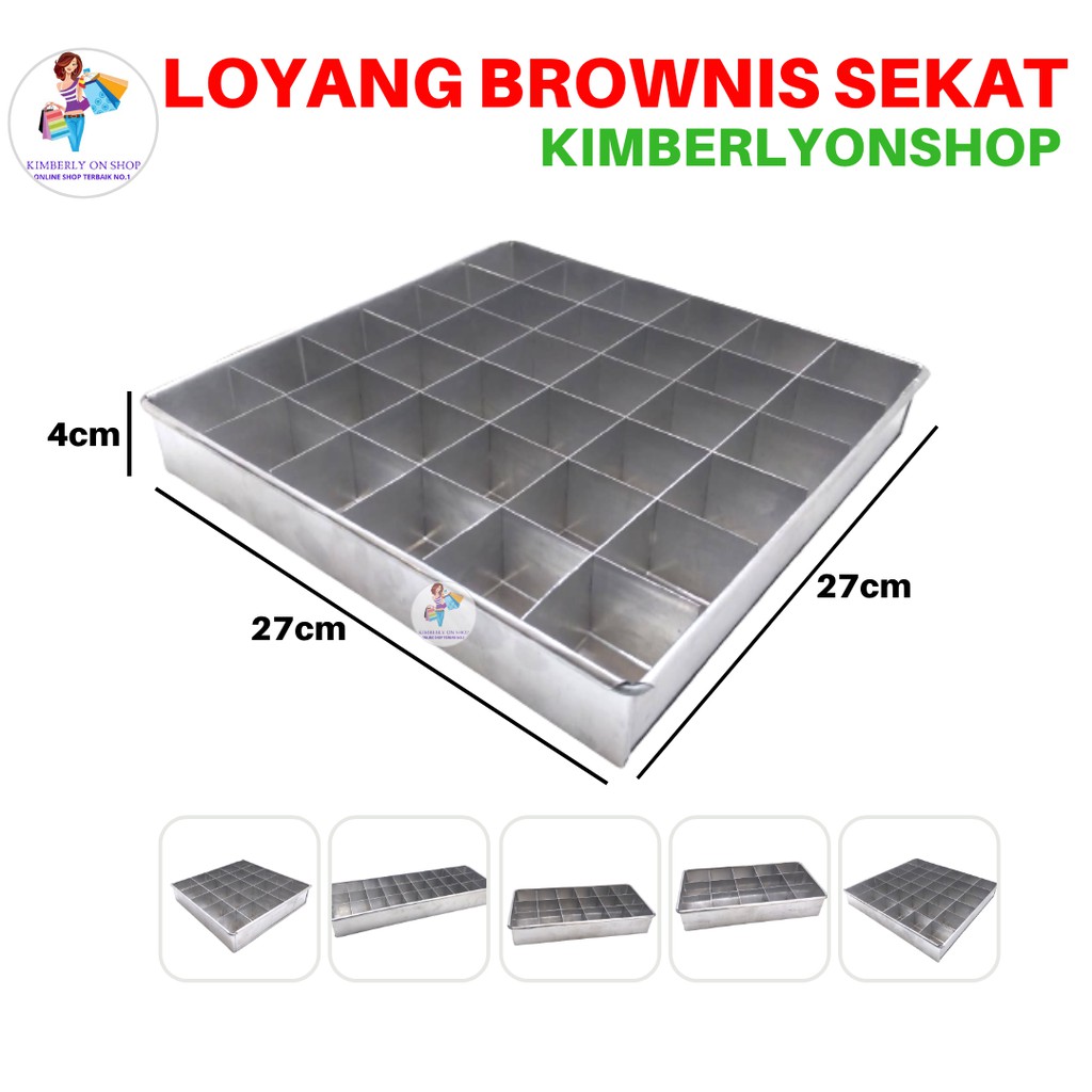 Kimberlyonshop Loyang Kue Kotak Brownies Sekat Aluminium Cetakan Bolu