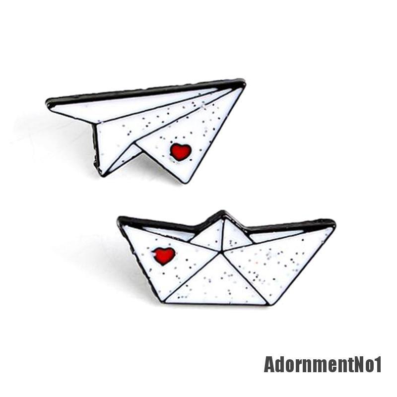 (Adornmentno1) Bros Pin Enamel Bentuk Kartun Pesawat Kertas