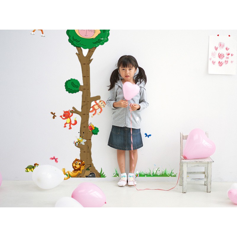 RELIZA WALL STICKER TINGGI BADAN POHON ANAK GROW UP ANIMAL MJ8022 STIKER DINDING