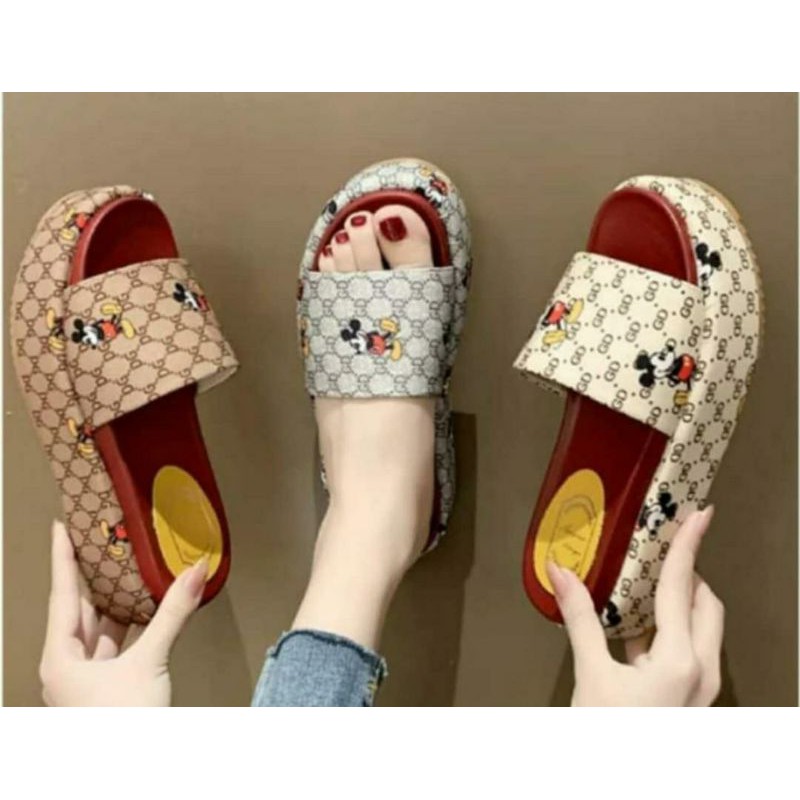 Sandal Wedges Wanita Mickey Mouse