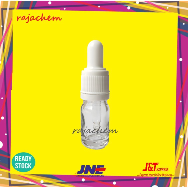 Botol Pipet Kaca Clear Tebal 5 ml Ring Putih Segel