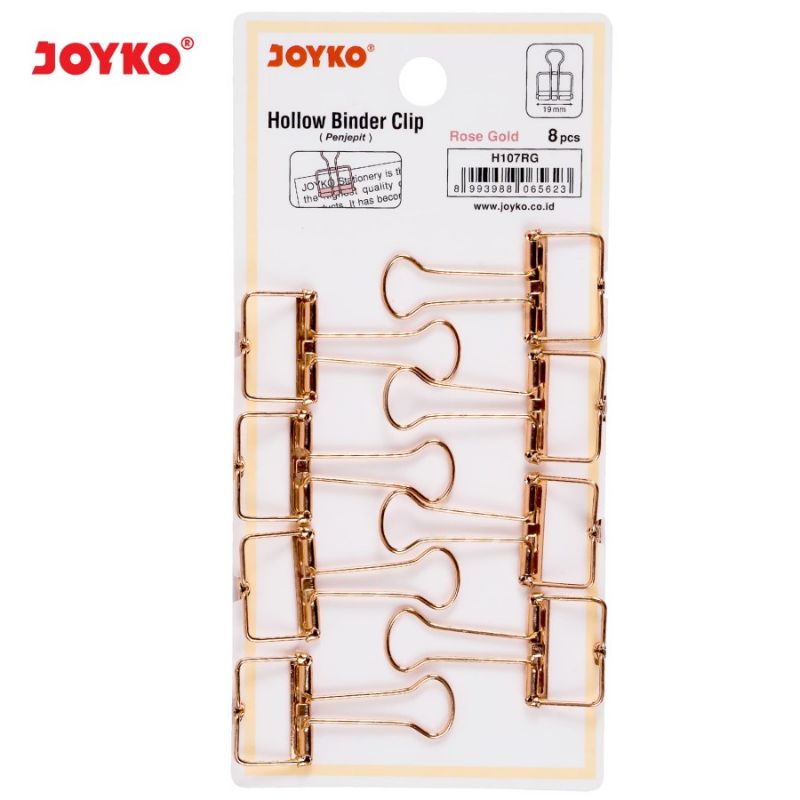 

JOYKO Hollow Binder Clip Rose Gold H107 RG - H155 RG Klip Penjepit Kertas Stainlees 1 Pak