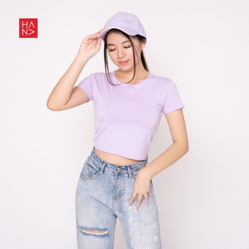 Hana Fashion - Hanafe Crop Top Basic Polos Kaos wanita t-shirt HanaFashion Dark Grey Unfinished