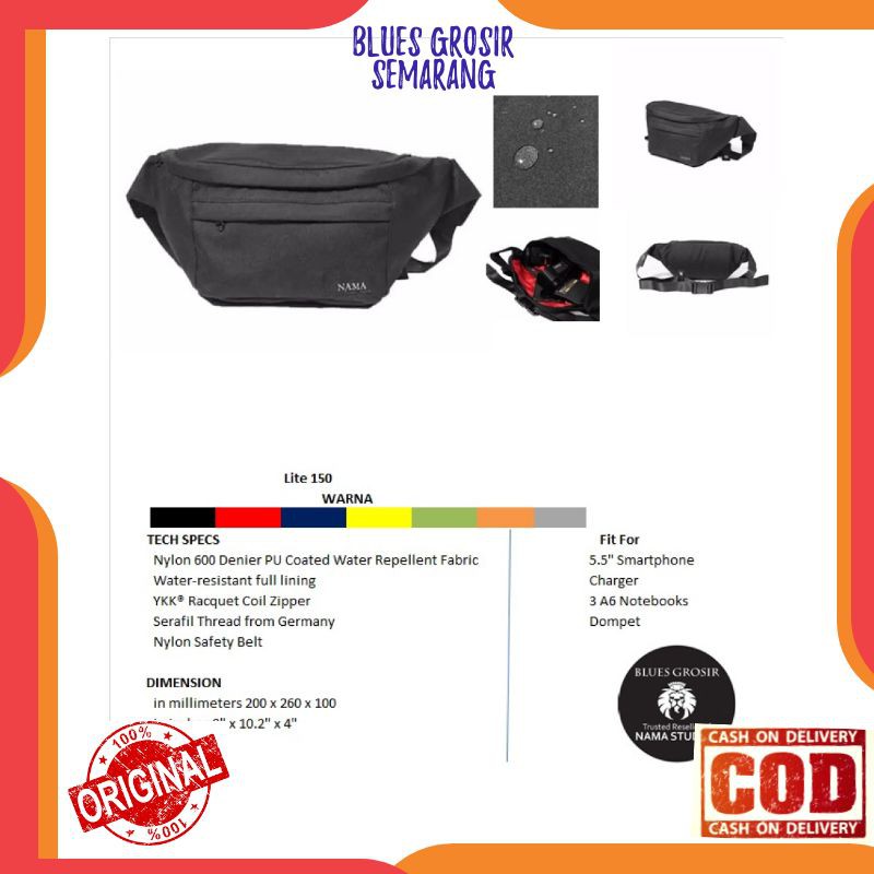 BISA COD Tas Nama Studios Waist Bag tipe lite 150 Tas Selempang Slingbag Pria - GARANSI SEUMUR HIDUP
