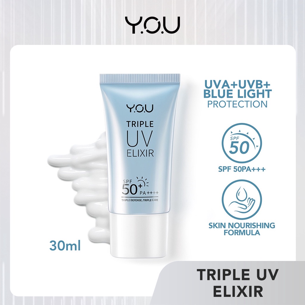 YOU Sunscreen Triple UV Elixir SPF 50+ PA++++ [UBA UVB Blue Light Protection] Acnes Sunscreen